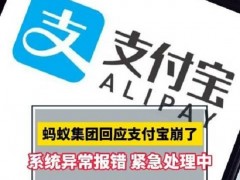 支付宝崩了？蚂蚁集团客服回应：系统异常报错，现已陆续恢复！